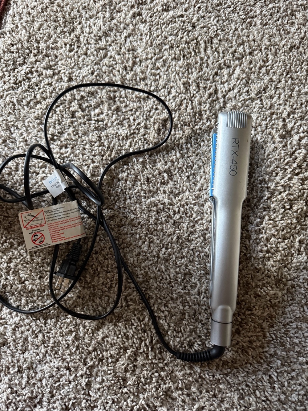 Bio Ionic Silver Flat Iron with Blue Ceramic Plates - Picture 2 of 6